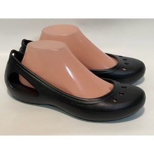 Crocs Women's Size 9 Black Iconic Comfort Ballet Flats Slip on Comfort Shoes